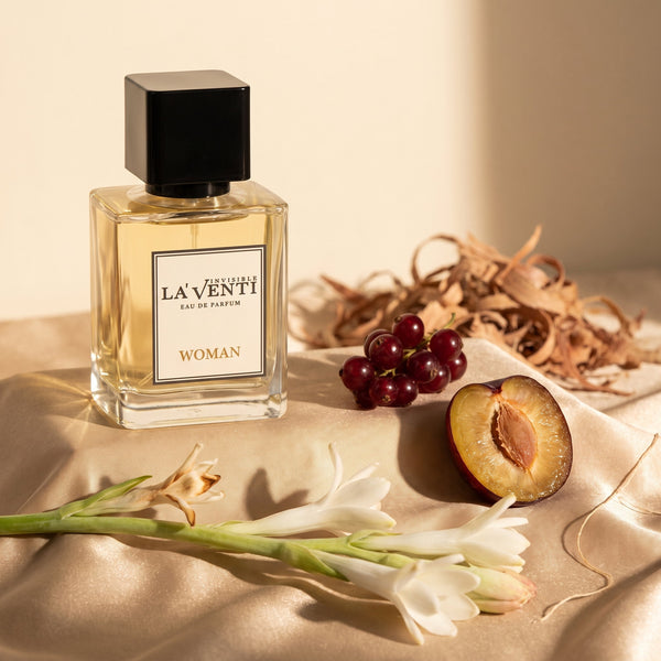 Parfum La'Venti cu note de tuberoza, lemn de cedru si fructe rosii