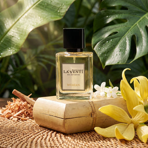 Parfum La'Venti cu note de ylang-ylang, iasomie si cedru