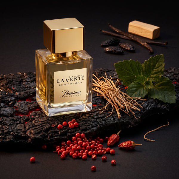 Parfum La'Venti cu note de piper rosu, vetiver si vanilie