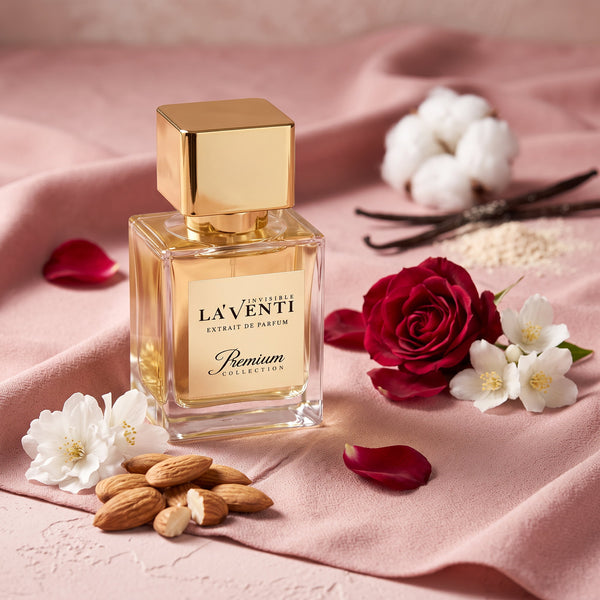 Parfum La'Venti cu note de migdale, trandafir si mosc alb
