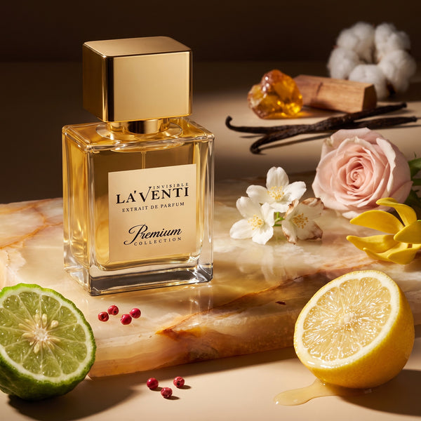Parfum La'Venti cu note citrice, iasomie si vanilie