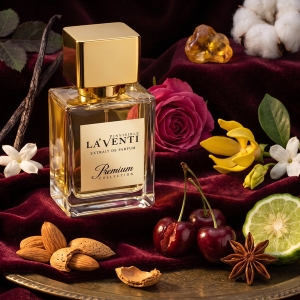 Parfum La'Venti cu note de migdale, cirese si trandafir