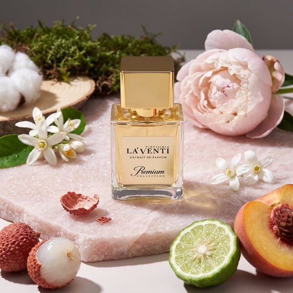 Parfum La'Venti cu note de litchi, bujor si mosc