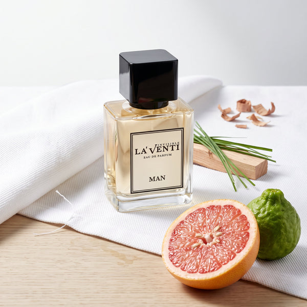 Parfum La'Venti cu note de grepfrut, vetiver si lemn de cedru