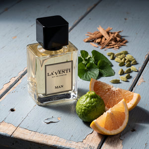 Parfum La'Venti cu note de bergamota, frunza de violete si cardamom