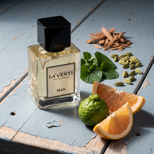 Parfum La'Venti cu note de bergamota, frunza de violete si cardamom