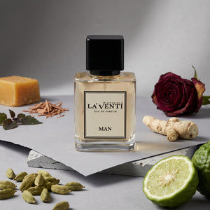 Parfum La'Venti cu note de cardamom, iris si trandafir negru