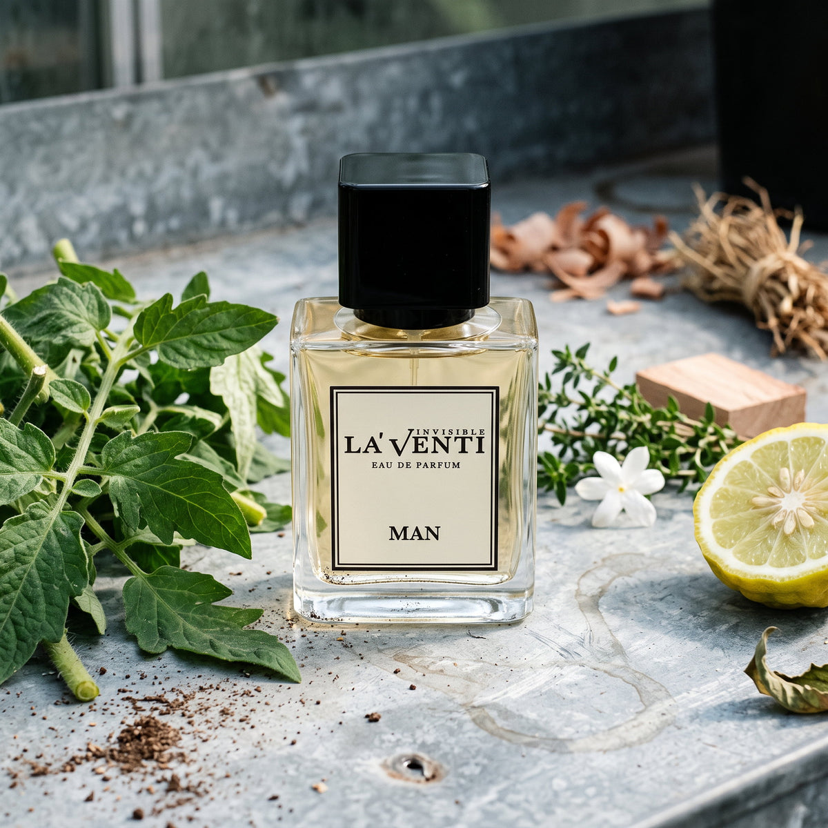 Parfum La'Venti cu note de frunza de rosie, bergamota si vetiver