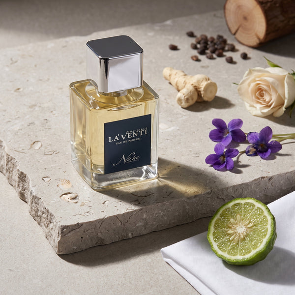 Parfum La'Venti cu note de bergamota, radacina de iris si violete