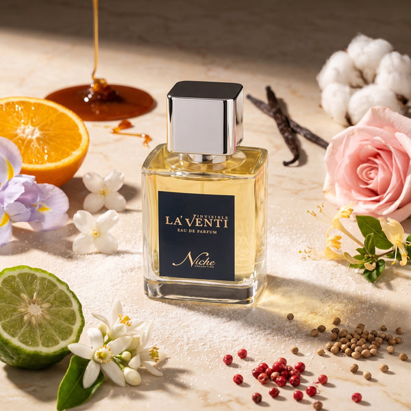 Parfum La'Venti cu note de neroli, trandafir si caramel