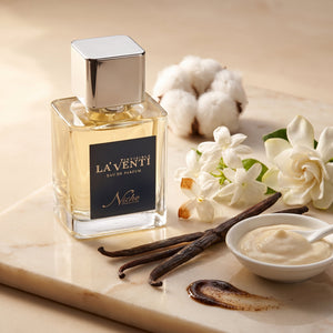 Parfum La'Venti cu note de vanilie cremoasa si flori albe