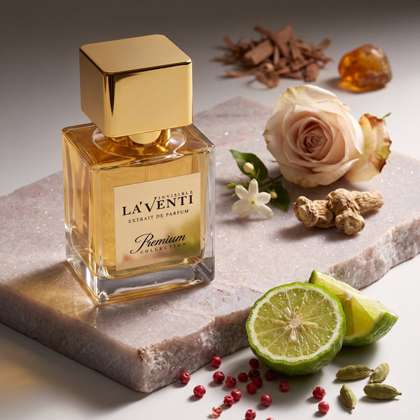 Parfum La'Venti cu note de bergamota, cardamom si trandafir