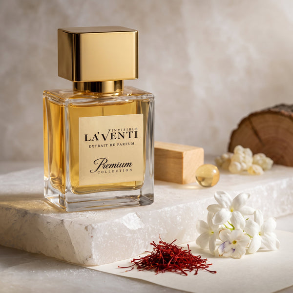 Parfum La'Venti cu note de sofran, iasomie si lemn de cedru