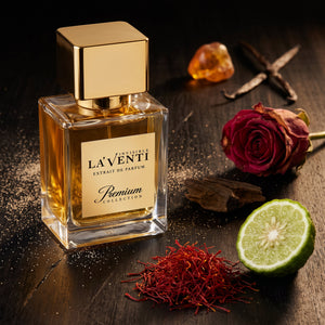 Parfum La'Venti cu note de sofran, trandafir si lemn de oud