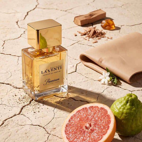 Parfum La'Venti cu note de grepfrut, piele si lemn de cedru