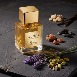 Parfum La'Venti cu note de lavanda, smirna si fasole tonka