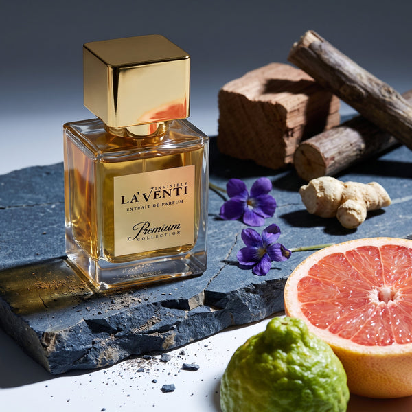 Parfum La'Venti cu note de grepfrut, violete si lemn de cedru